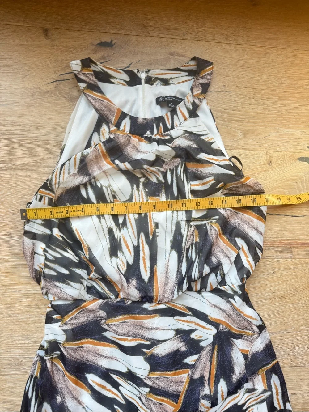 🔥CUTE Abstract Feather-Print Midi Maxi Halter Sz 8 INC PriceFirm! - Picture 5 of 6